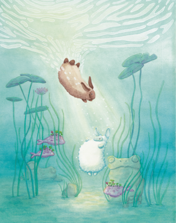 Traditonal Watercolour and Pencil - Tofu Doesn't Know How to Swim
