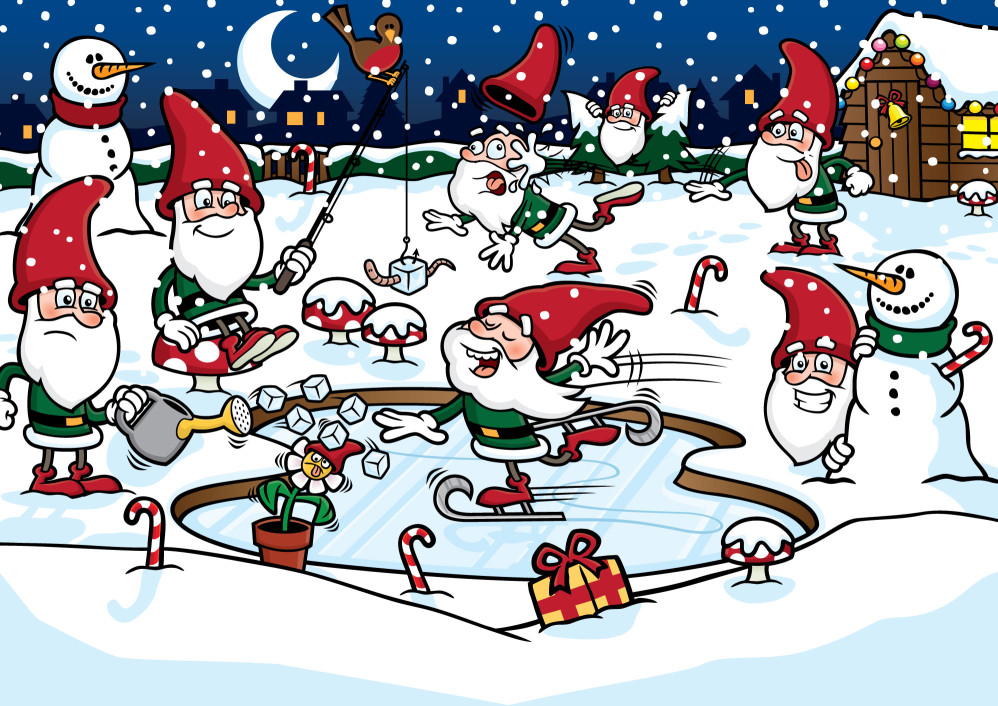 Fun Snowy Garden Gnomes
