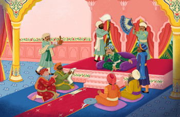 Akbar and Birbal – Royal Court Illustration