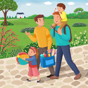 Family Picnic Walk – Children’s book Illustration