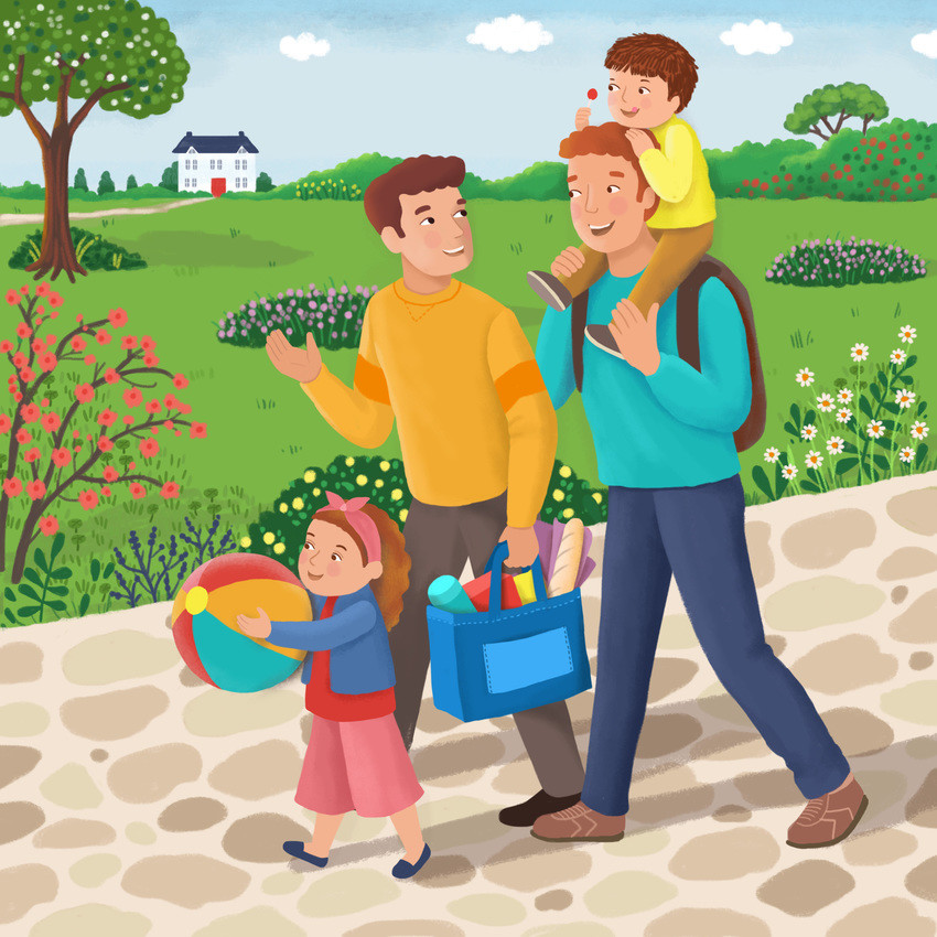 Family Picnic Walk – Children’s book Illustration