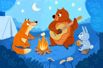 Moonlight Campfire Friends