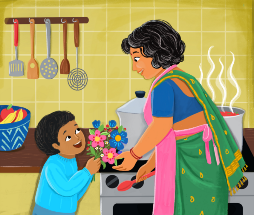 Mother’s Day Kitchen Scene – Family Illustration