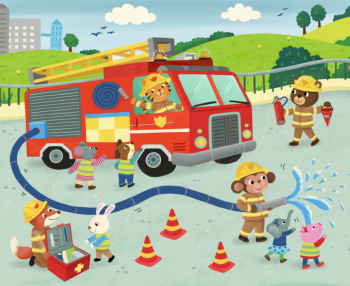 Animal Firefighters – Children’s Rescue Illustration