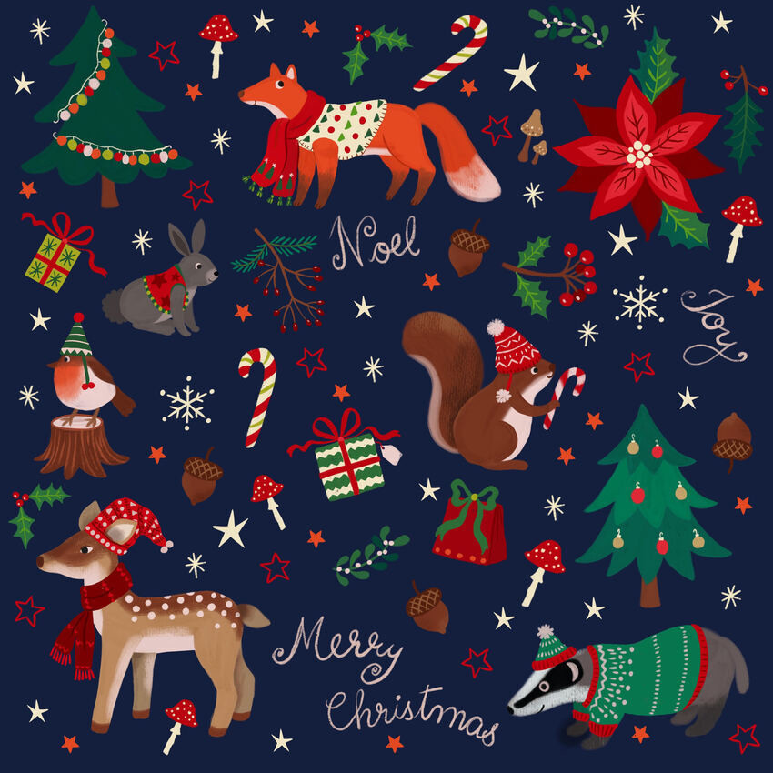 Woodland Christmas Pattern Illustration