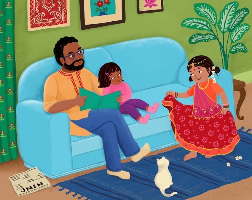 Family Reading & Cultural Dress-Up – Children’s book Illustration