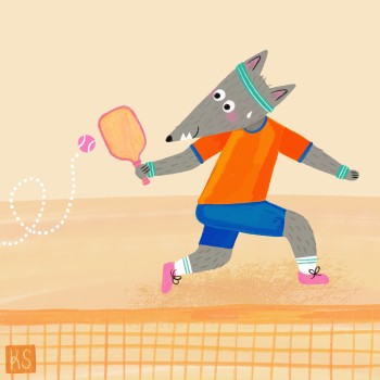 Wolf Playing Pickleball