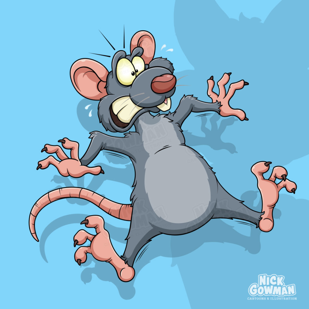 Scared Cartoon Rat
