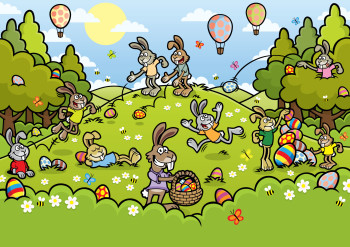 Easter Bunny Spring Scene
