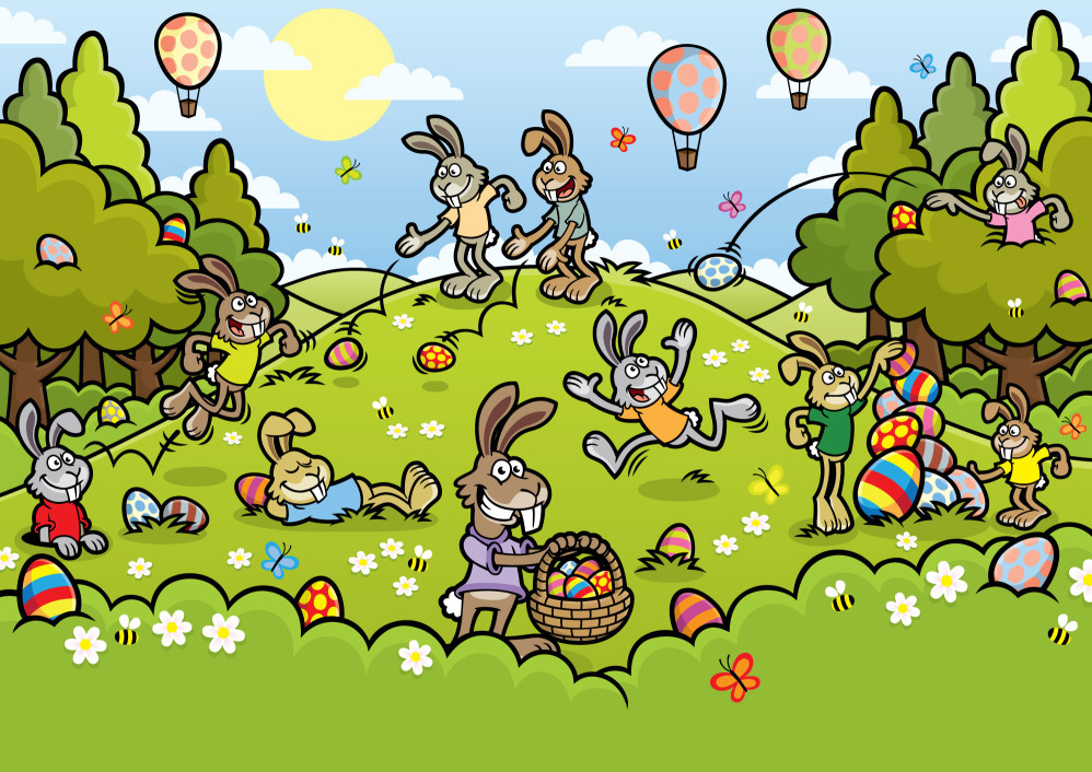 Easter Bunny Spring Scene