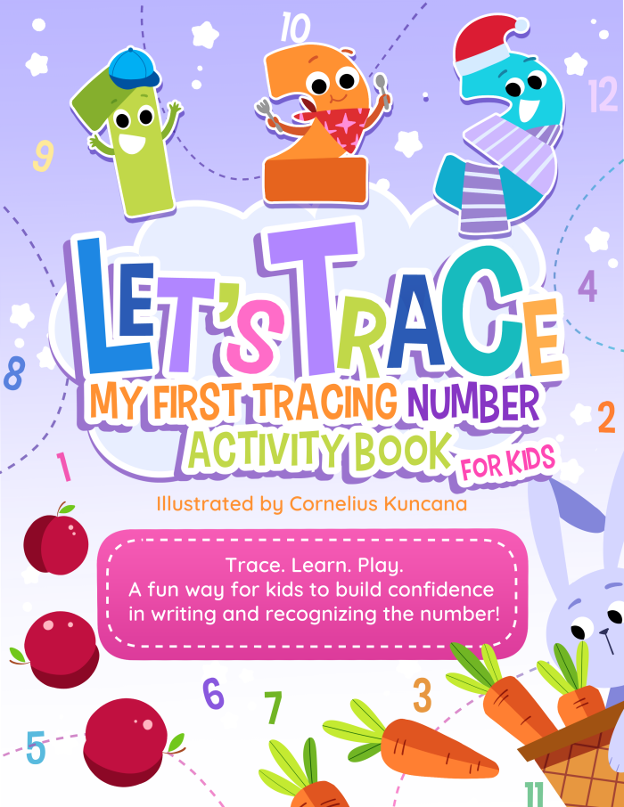 Kids Activity Book Cover | Let's Trace Number