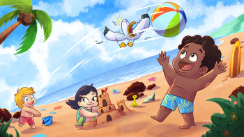 Playing at the beach with friends