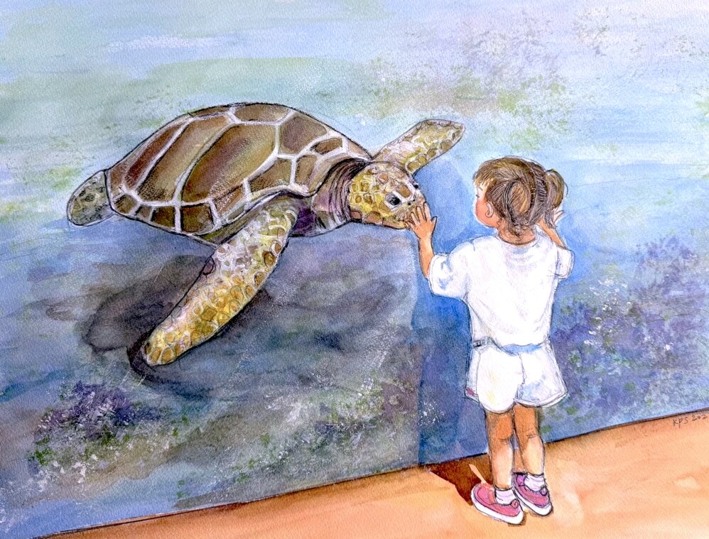 At the Aquarium with Sea Turtle
