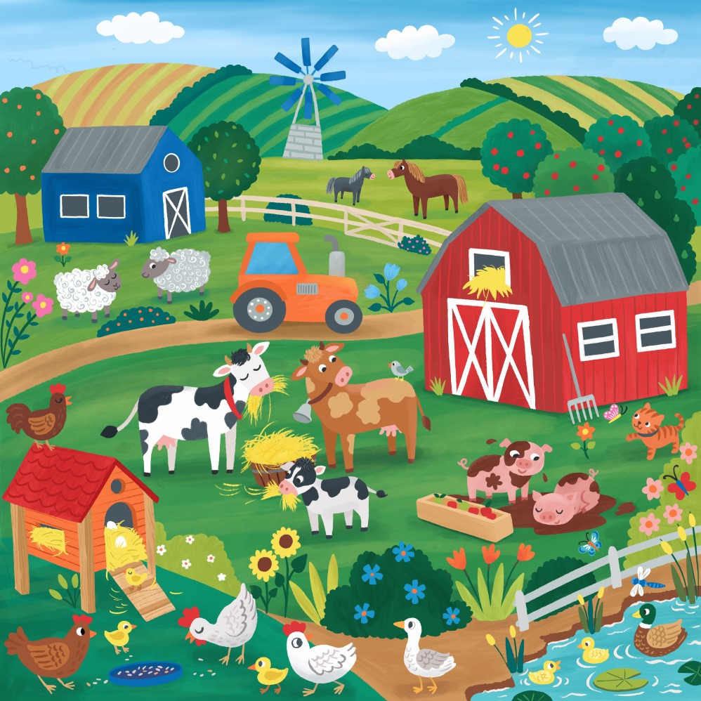 Farmyard meadow Illustration