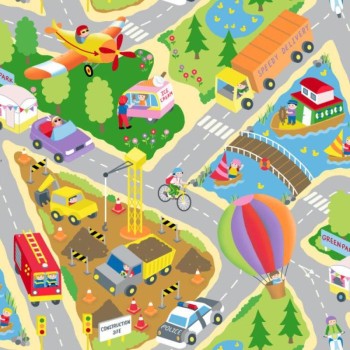 Busy Town Adventure – Children’s Activity Map Illustration