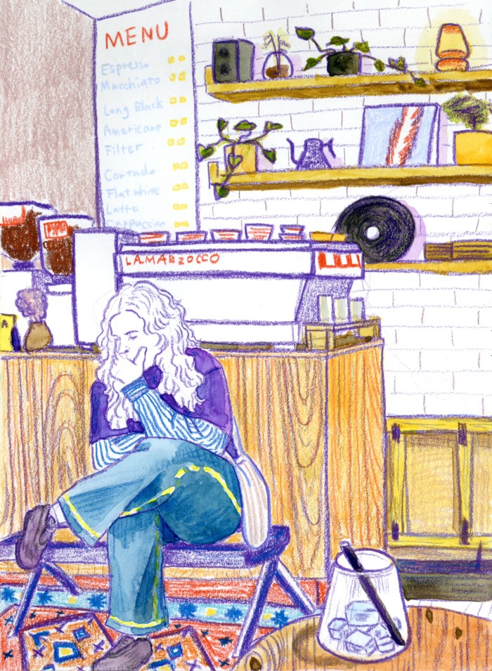 Cafe in Brighton, colour pencils