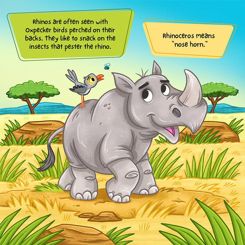 Rhino and the Oxpecker — Educational Illustration