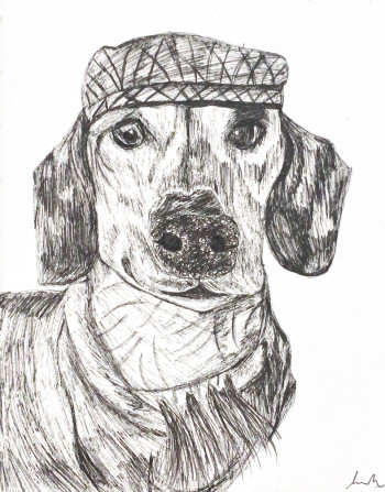 Sausage Dog Fine Liner Drawing