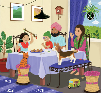 Family Breakfast Scene – Children’s Lifestyle Illustration