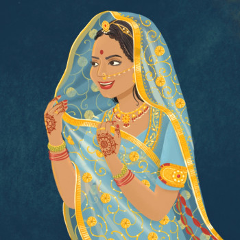 Traditional Indian Bride Illustration