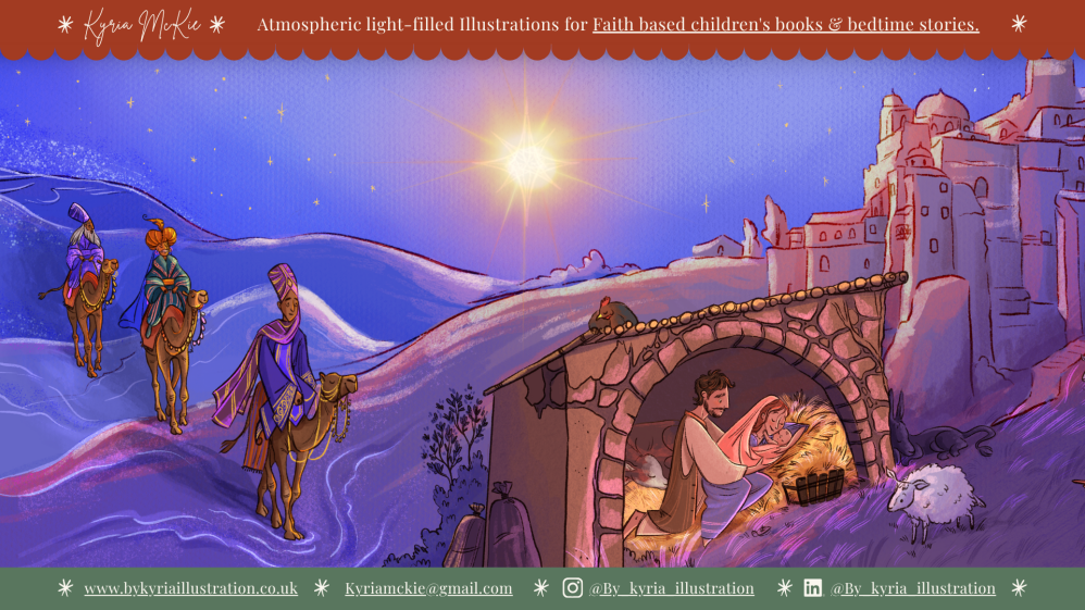 The Nativity & Three Wise Men | Christian Christmas Illustration