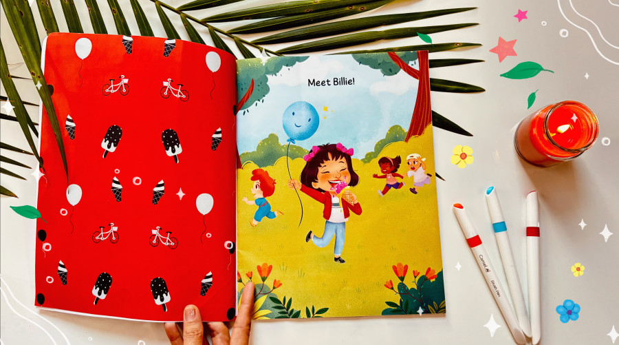 Talwinder Anant illustrates "Billie buys a bicycle"  by Monisha Sharma.