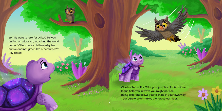Nadia Ronquillo illustrated "The Silly Adventures of Tilly the Purple Turtle"