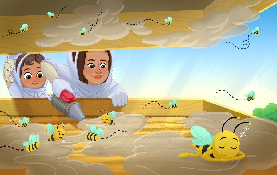 Nadia Ronquillo illustrates My Abuelita and Me working with the bees