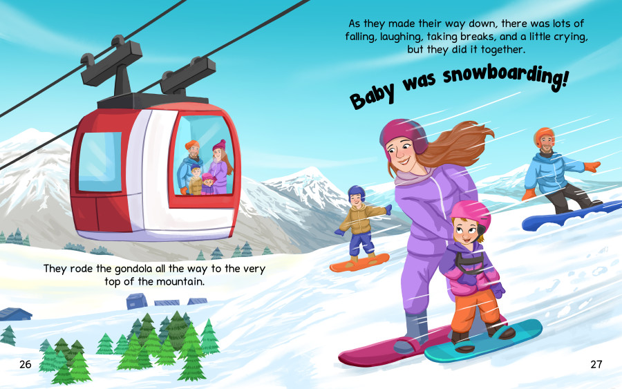 Nadia Ronquillo illustrated the book "Snowboard Baby"