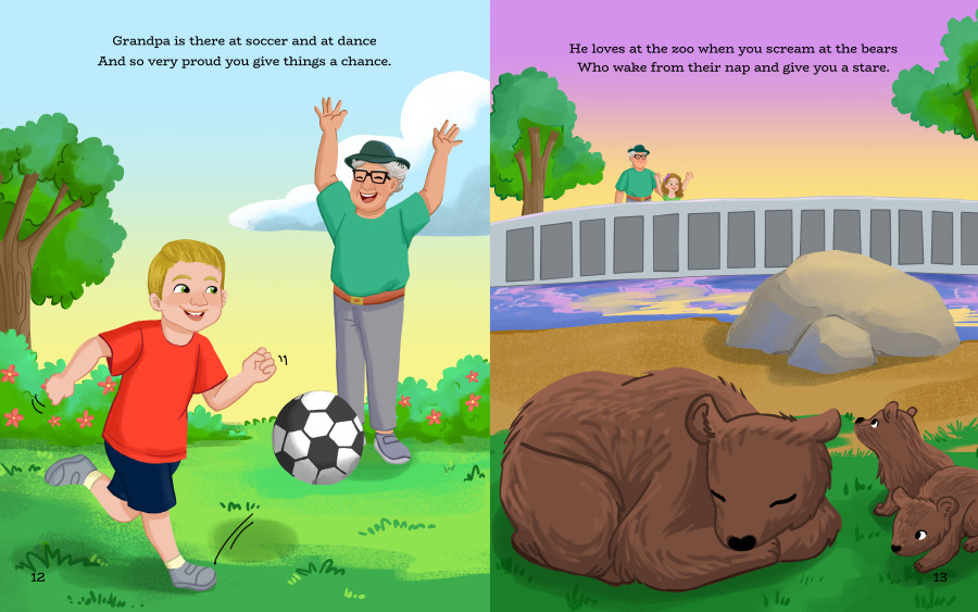 Nadia Ronquillo illustrated the childrens book "Grandpa still watching"