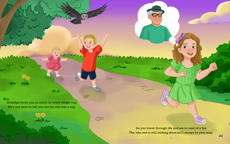 Nadia Ronquillo illustrated the childrens book "Grandpa still watching"