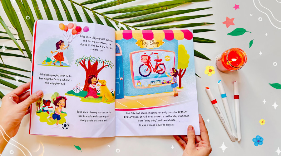 Talwinder Anant illustrates "Billie buys a bicycle"  by Monisha Sharma.