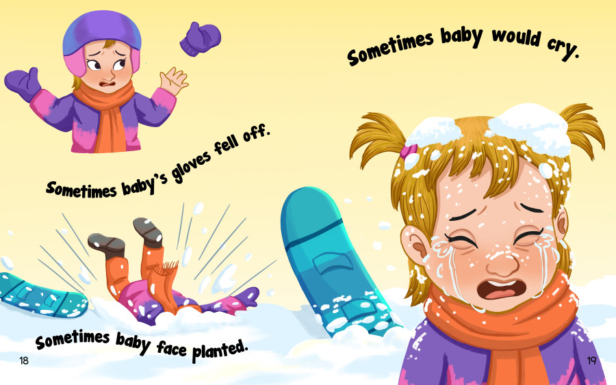 Nadia Ronquillo illustrated the book "Snowboard Baby"