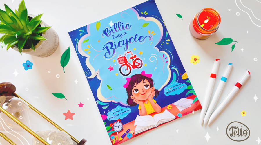 Talwinder Anant illustrates "Billie buys a bicycle"  by Monisha Sharma.