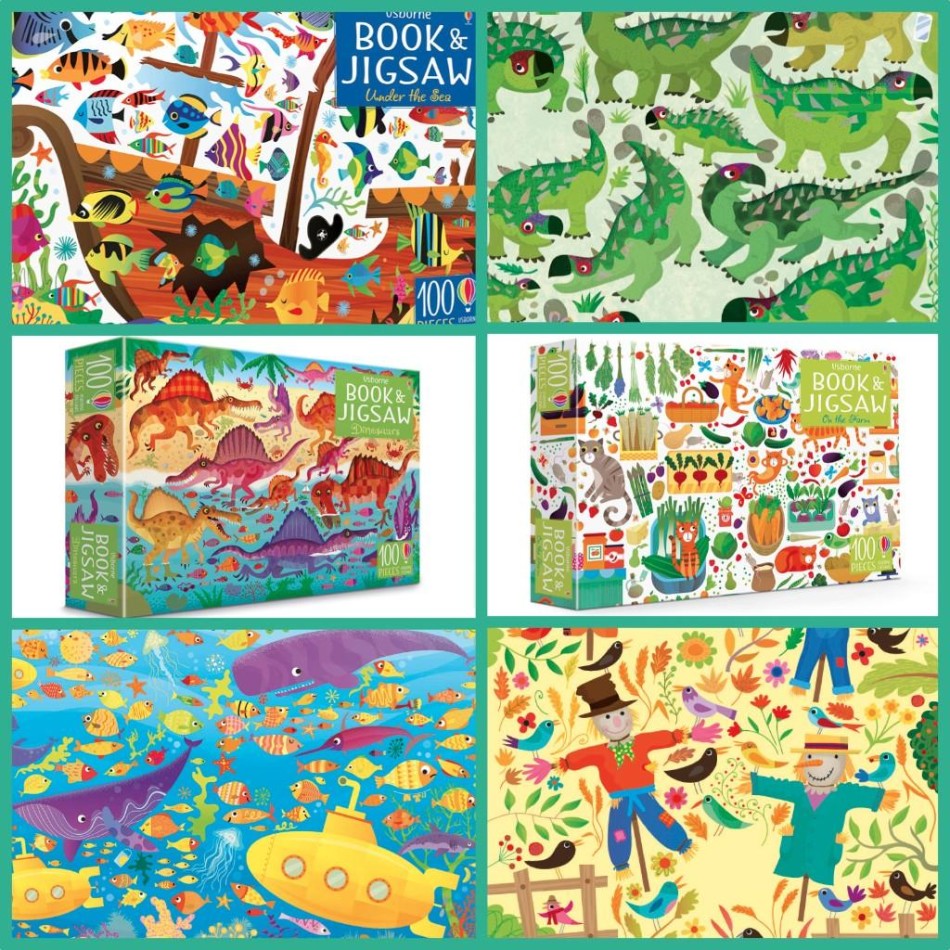 Usborne Book and Jigsaw - Under the Sea, On the Farm and Dinosaurs by ...