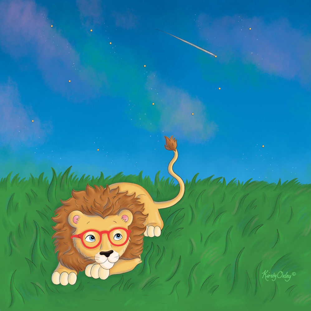 Runner the Lion Sleeping Under the Night Sky