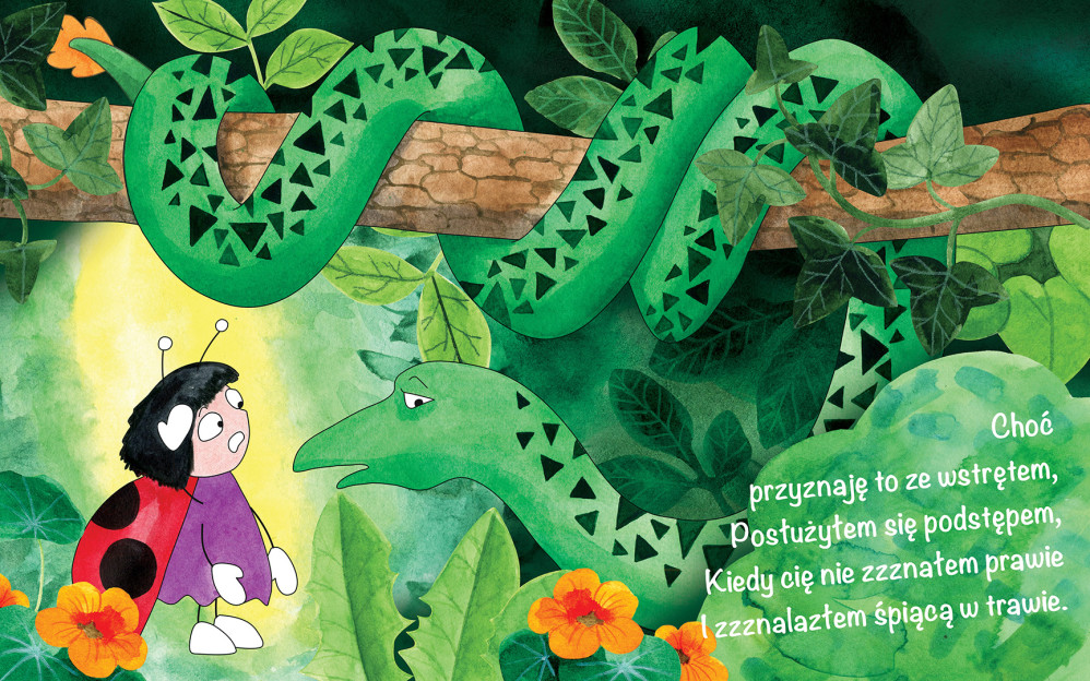 Snake and ladybird in a greenhouse